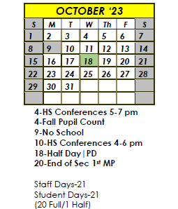 District School Academic Calendar for Em Boyd Elementary School for October 2023