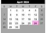 District School Academic Calendar for Griffith Senior High School for April 2024