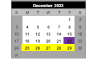 District School Academic Calendar for Griffith Senior High School for December 2023