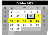 District School Academic Calendar for Griffith Senior High School for October 2023