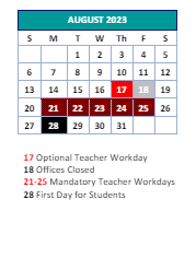 District School Academic Calendar for Montlieu Avenue Elementary for August 2023