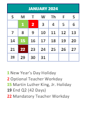 District School Academic Calendar for Sedgefield Elementary for January 2024