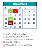 District School Academic Calendar for Monticello-brown Summit Elem for January 2024