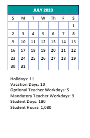 District School Academic Calendar for Vandalia Elementary for July 2023