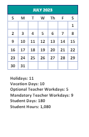 District School Academic Calendar for Montlieu Avenue Elementary for July 2023