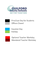 District School Academic Calendar Legend for Aycock Middle