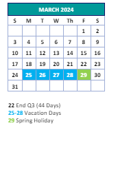 District School Academic Calendar for High School Ahead Academy for March 2024