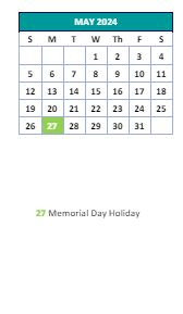 District School Academic Calendar for Nathanael Greene Elementary for May 2024