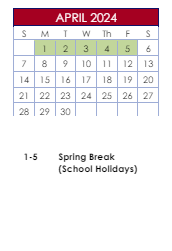 District School Academic Calendar for Sycamore Elementary School for April 2024