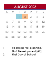 District School Academic Calendar for Gwinnett Intervention Education (give) Center West for August 2023