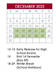 District School Academic Calendar for Summerour Middle School for December 2023