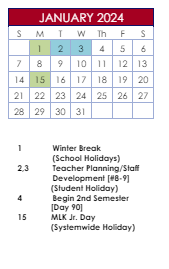 District School Academic Calendar for Mill Creek High School for January 2024