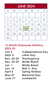 District School Academic Calendar for Berkeley Elementary for June 2024