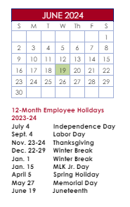 District School Academic Calendar for Norcross Elementary School for June 2024