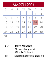 District School Academic Calendar for Mill Creek/collins Hill/dacula Cluster Middle School for March 2024