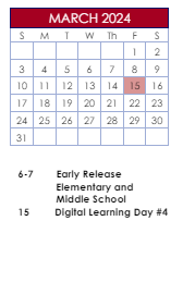 District School Academic Calendar for Benefield Elementary for March 2024