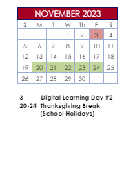 District School Academic Calendar for Arcado Elementary for November 2023