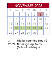 District School Academic Calendar for Mill Creek/collins Hill/dacula Cluster Middle School for November 2023