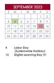 District School Academic Calendar for Summerour Middle School for September 2023