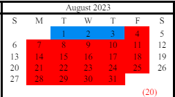 District School Academic Calendar for C. W. Davis Middle School for August 2023