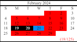 District School Academic Calendar for Chestnut Mountain Elementary School for February 2024