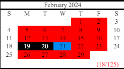 District School Academic Calendar for West Hall High School for February 2024