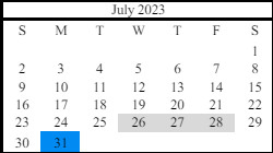 District School Academic Calendar for Oakwood Elementary School for July 2023
