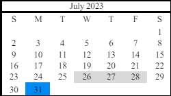 District School Academic Calendar for West Hall High School for July 2023