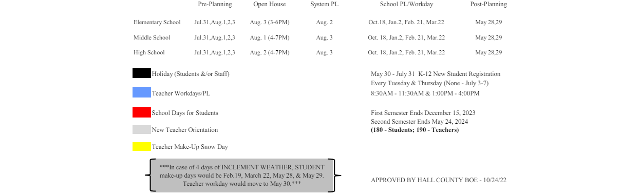 District School Academic Calendar Key for Flowery Branch Elementary School