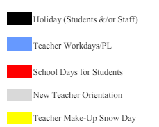 District School Academic Calendar Legend for White Sulphur Elementary School