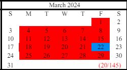 District School Academic Calendar for West Hall High School for March 2024