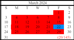 District School Academic Calendar for South Hall Middle School for March 2024