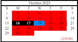 District School Academic Calendar for East Hall Middle School for October 2023