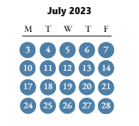 District School Academic Calendar for Lincoln Elementary School for July 2023