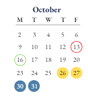 District School Academic Calendar for Lincoln Elementary School for October 2023