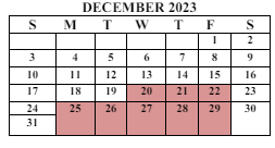 District School Academic Calendar for Meadow View Elementary School for December 2023