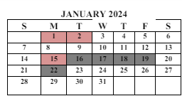 District School Academic Calendar for Meadow View Elementary School for January 2024