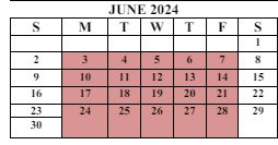 District School Academic Calendar for Meadow View Elementary School for June 2024