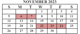 District School Academic Calendar for Meadow View Elementary School for November 2023