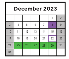 District School Academic Calendar for C. Milton Wright High for December 2023