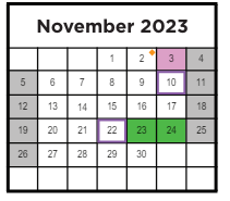 District School Academic Calendar for C. Milton Wright High for November 2023