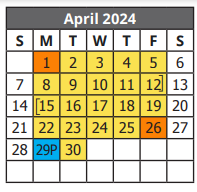 District School Academic Calendar for Scheh Elementary for April 2024