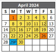 District School Academic Calendar for Harlandale Middle School for April 2024