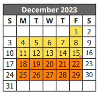 District School Academic Calendar for E H Gilbert Elementary for December 2023
