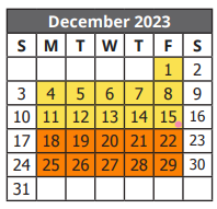 District School Academic Calendar for Jewel C Wietzel Center for December 2023