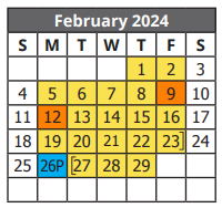 District School Academic Calendar for Wright Elementary for February 2024