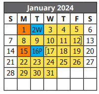 District School Academic Calendar for H W Schulze Elementary for January 2024