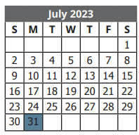 District School Academic Calendar for Wright Elementary for July 2023