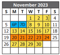 District School Academic Calendar for Frank M Tejeda Academy for November 2023