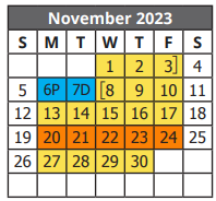 District School Academic Calendar for Hac Daep Middle School for November 2023